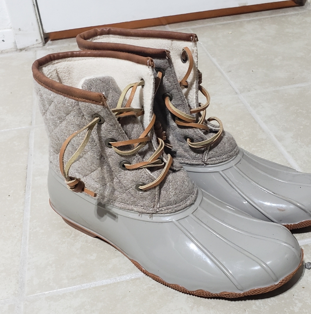Cabincore Grey Lace Up Waterproof Rain boot All Weather Winter Staple